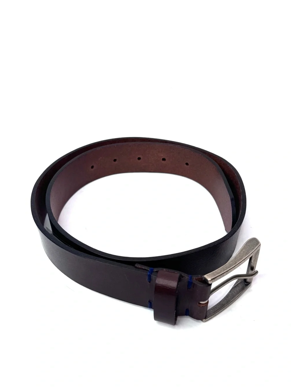 New Genuine Italian Leather Belt Made in Italy Brown Antique Brass Buckle Siz 32
